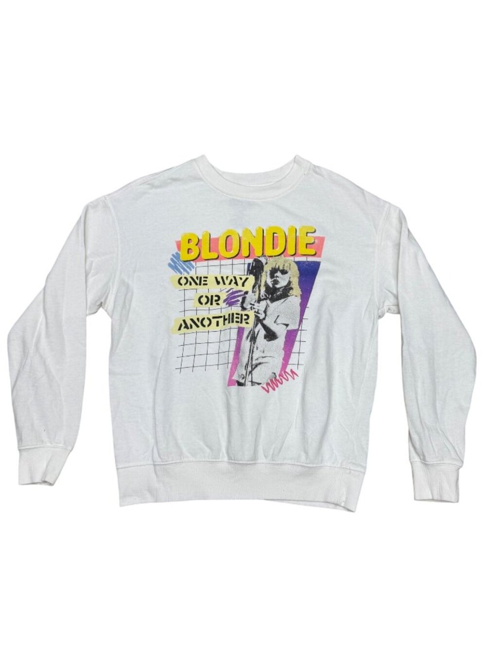 Blondie Size Medium White "One way Or Another" Crewneck Graphic Band Sweatshirt